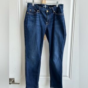 7 For All Mankind | Kimmie Crop | Blue Straight Leg Jeans | Size 29